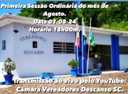 CONVITE 1ª SESSÃO ORDINÁRIA DE AGOSTO 2024