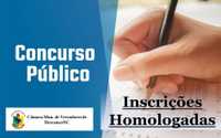 Homologação das inscrições para o Concurso Público 001/2020